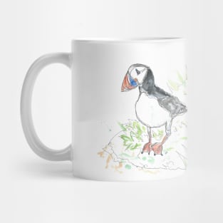 Puffin line drawing Mug